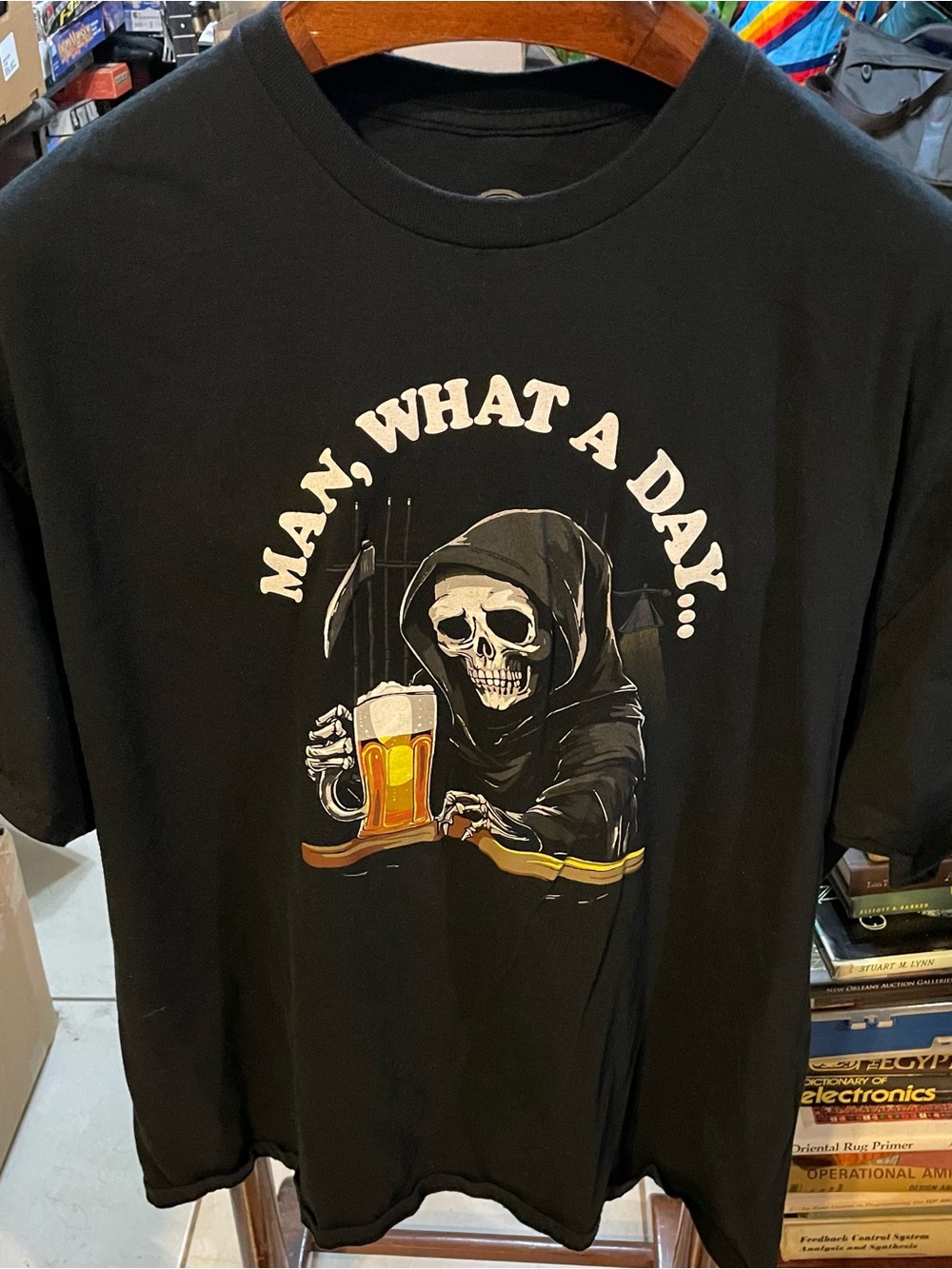 D O M Black 'Man What a Day' Skull Graphic Short Sleeve Tee